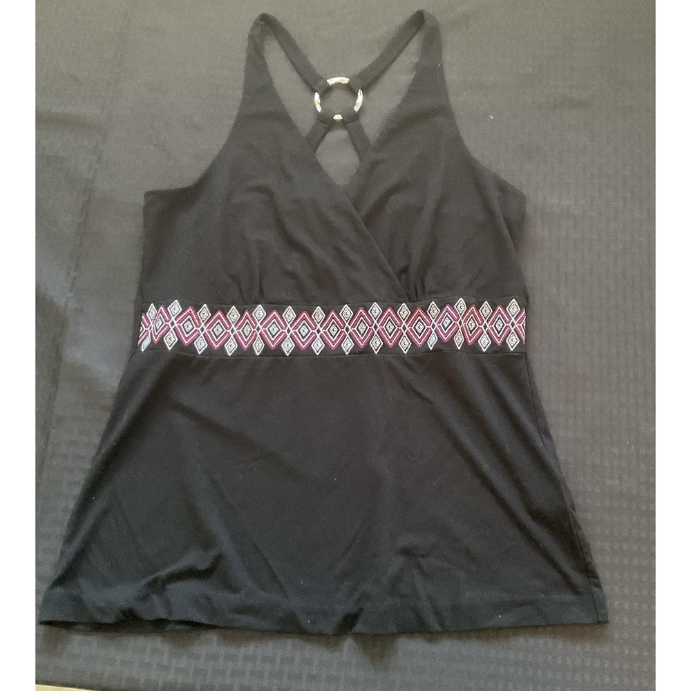 White House Black Market Tank Top Womens Medium Black Beaded Waist Ring Back